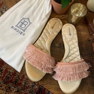 Birdies Sparrow Fringe Slide Sandal - Pink size 8